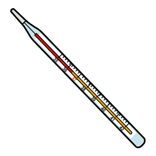 Imagen de un termómetro que marca 36,5 ºC