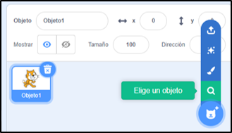 Botón de Scratch. Elige un objeto
