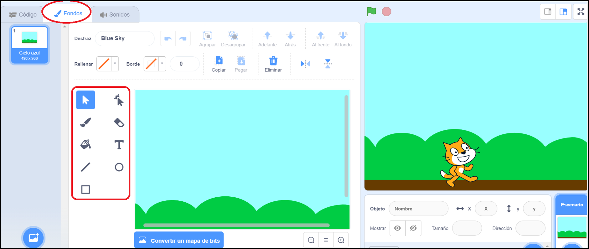 Herramientas para transformar fondos de Scratch.